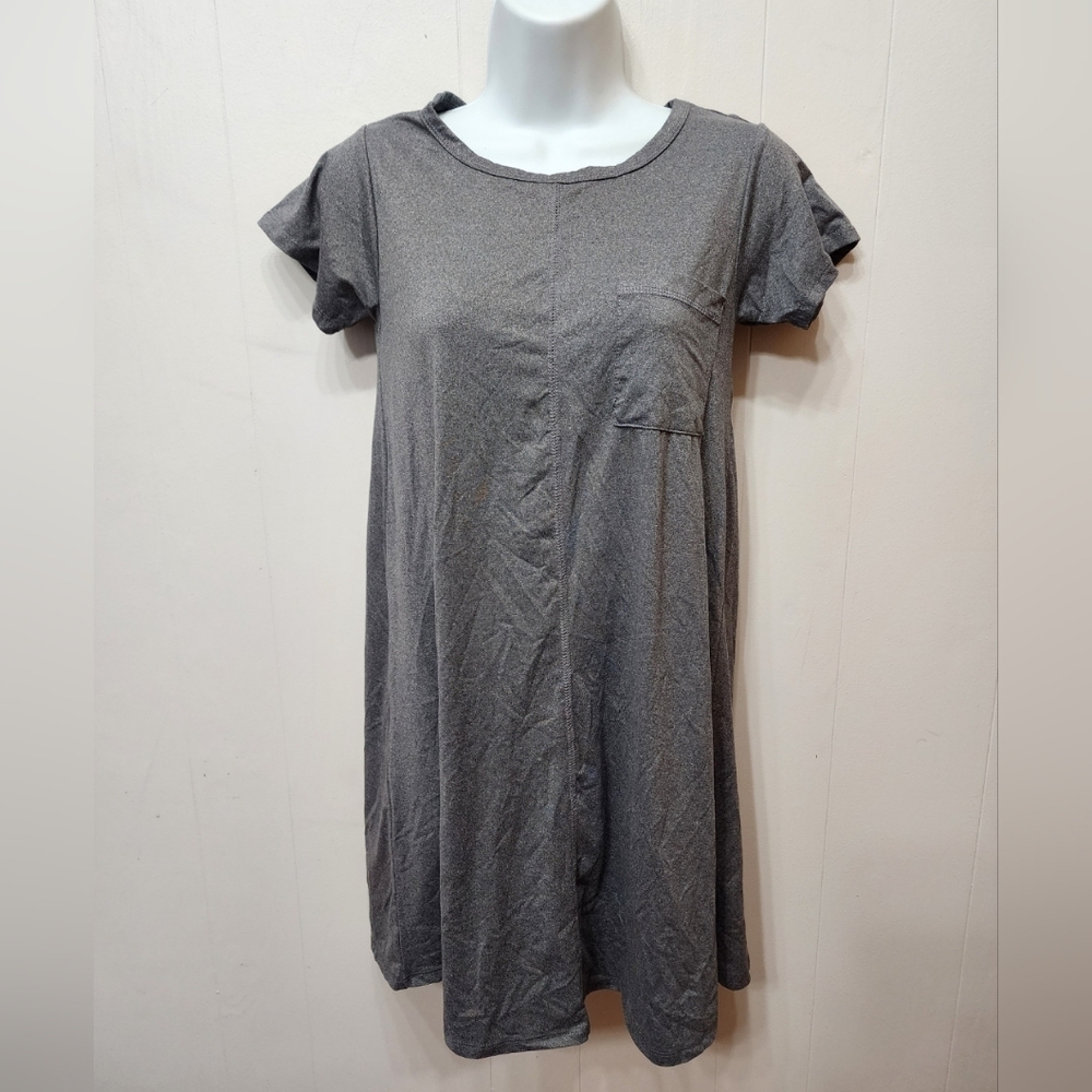 True Craft Shirt Dress XS Gray Short Sleeve Lightweight Casual C469